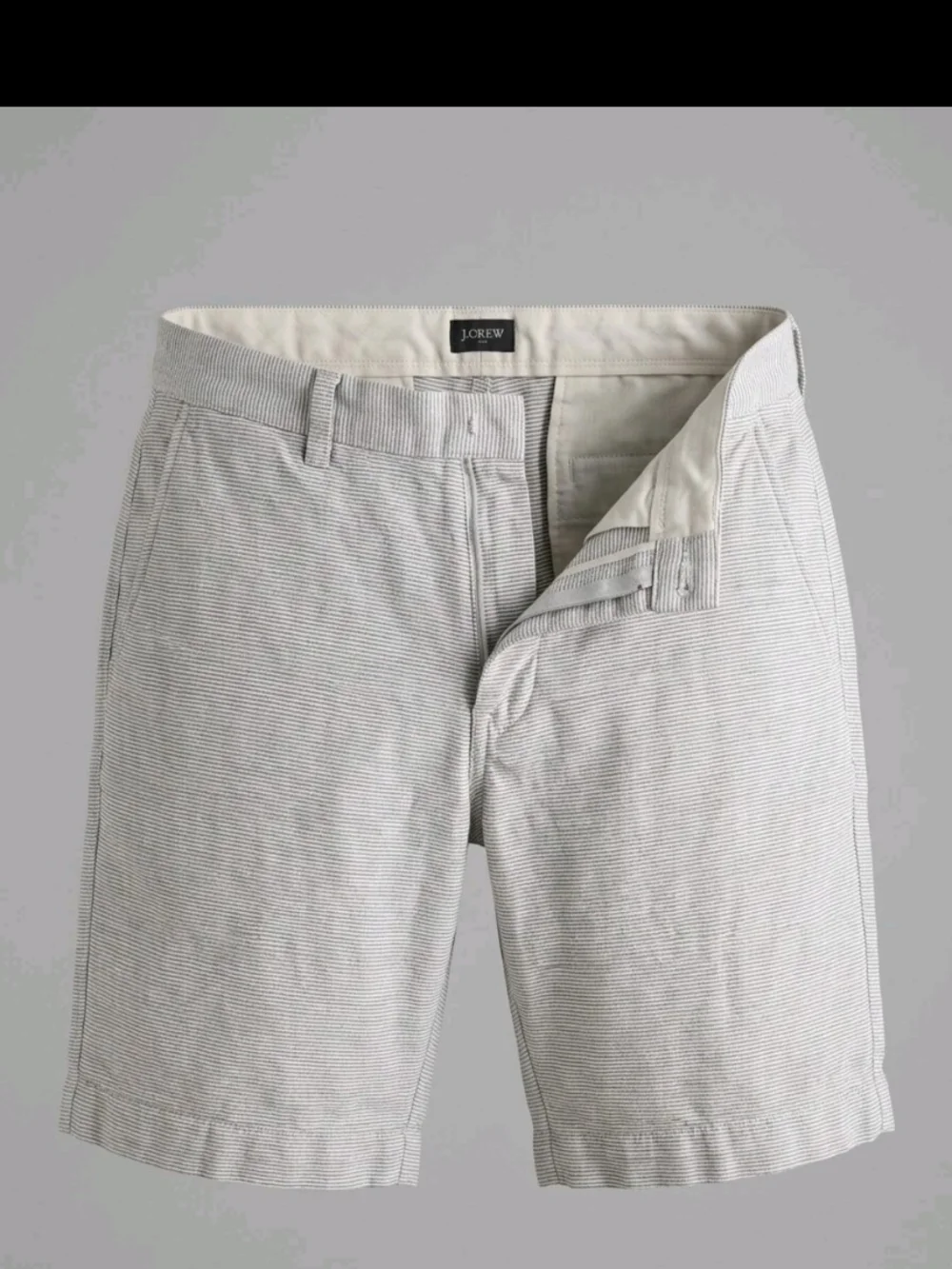 J. Crew Men's Linen Striped Shorts Size 33 Cotton Gray White Summer 9